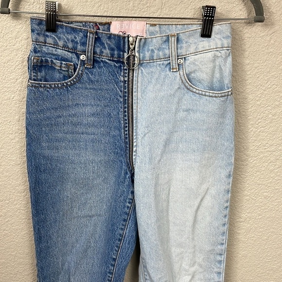Revice Yin Yang Crop Jeans Split Light Dark Wash Zip Around Front to Back Sz 24 - Picture 7 of 16